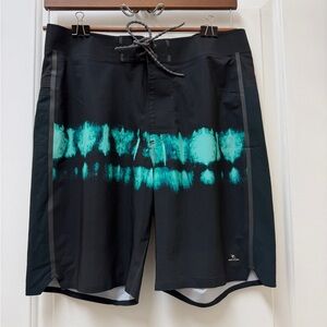 Rip Curl Black and Teal Board Shorts Medium